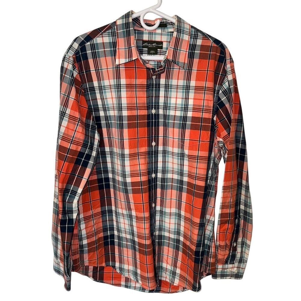Eddie Bauer Men's Plaid Western Cowboy Button Up Long Sleeve Dress Shirt Sz L